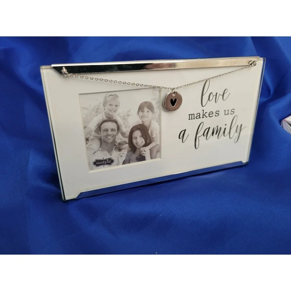 Silvertone And Glass Picture Frame Modern 2 1/2 x 2 1/2 Inch Photo